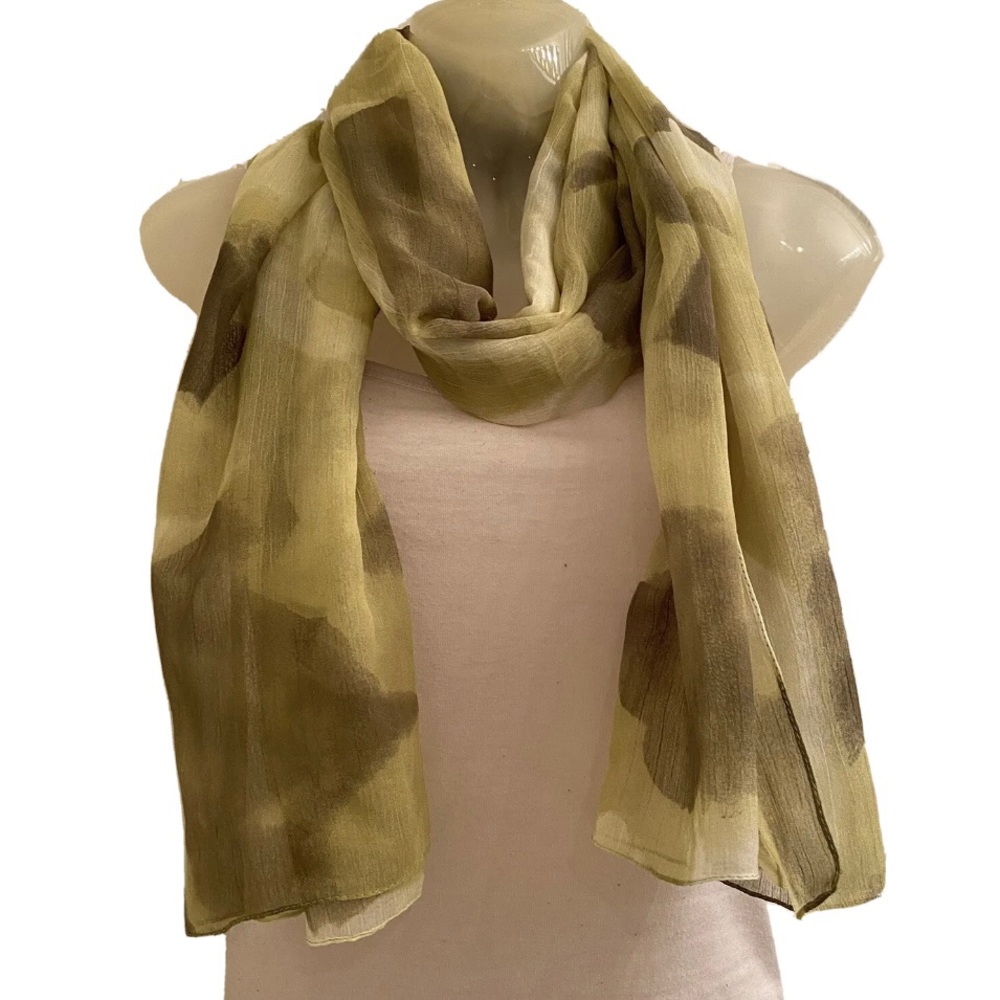 Green Mortada Scarf Ombré Shades 68 X 22 Inches Rectangle Wrap Hijab Lime Head - Picture 2 of 9